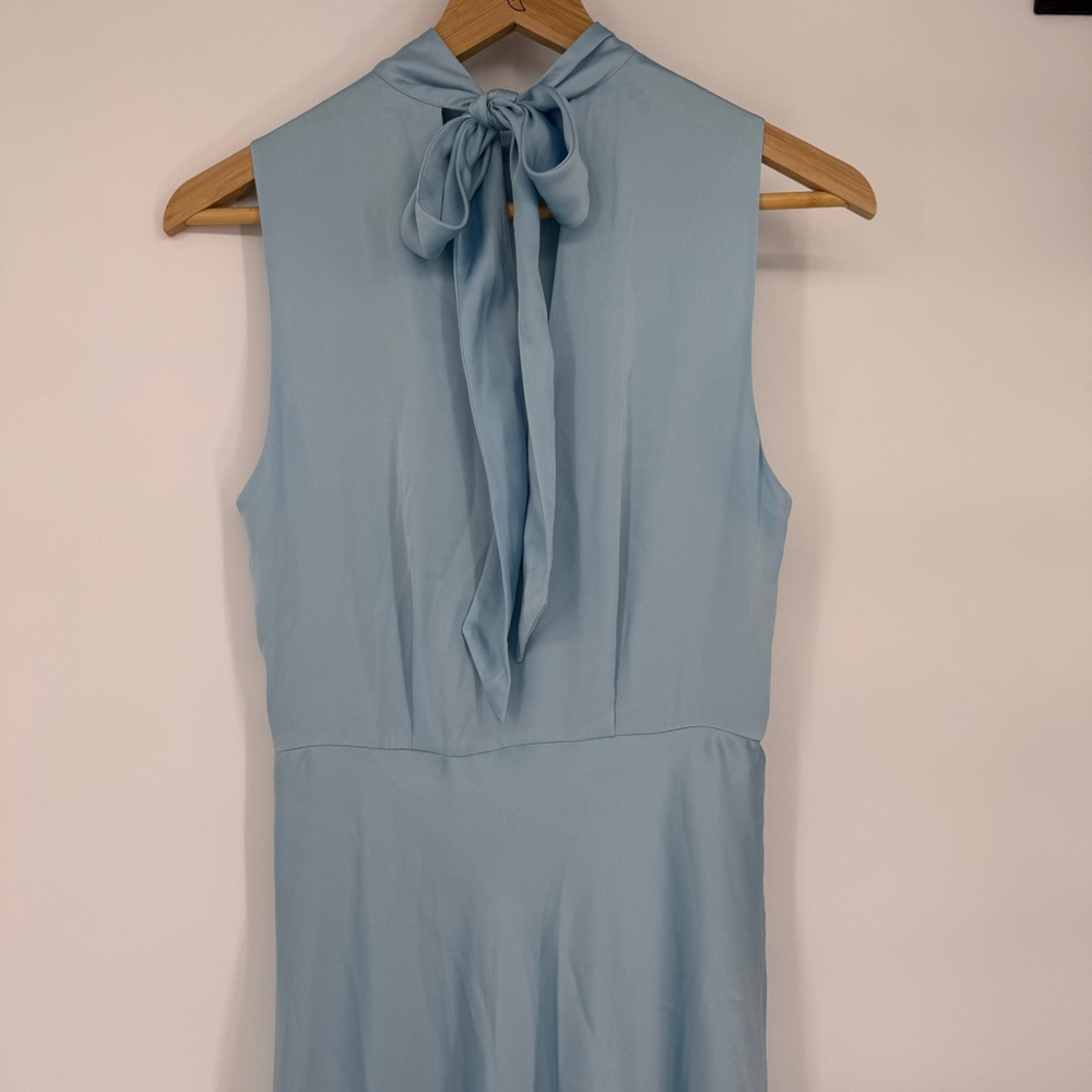 Favorite Daughter The Whisk Me Away Satin Dress High neck bow tie 6 - Picture 8 of 15